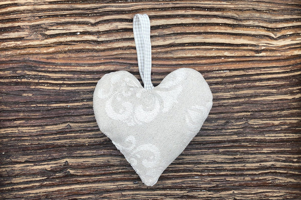 Handmade Lavender Hearts - Grey Print