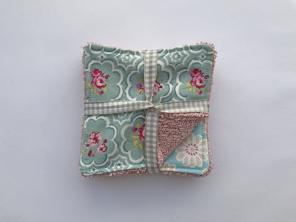 Reusable Face Wipes - Turquoise Flowers
