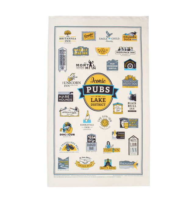 Iconic Pubs of the Lake District Tea Towel