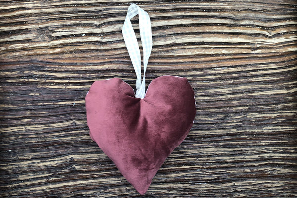 Handmade Lavender Heart - Burgundy Plush